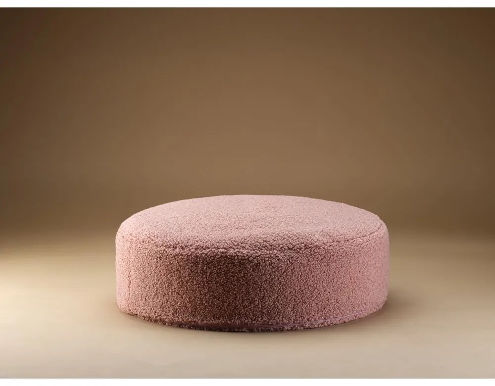 Розов детски пуф от букле Round – Wigiwama