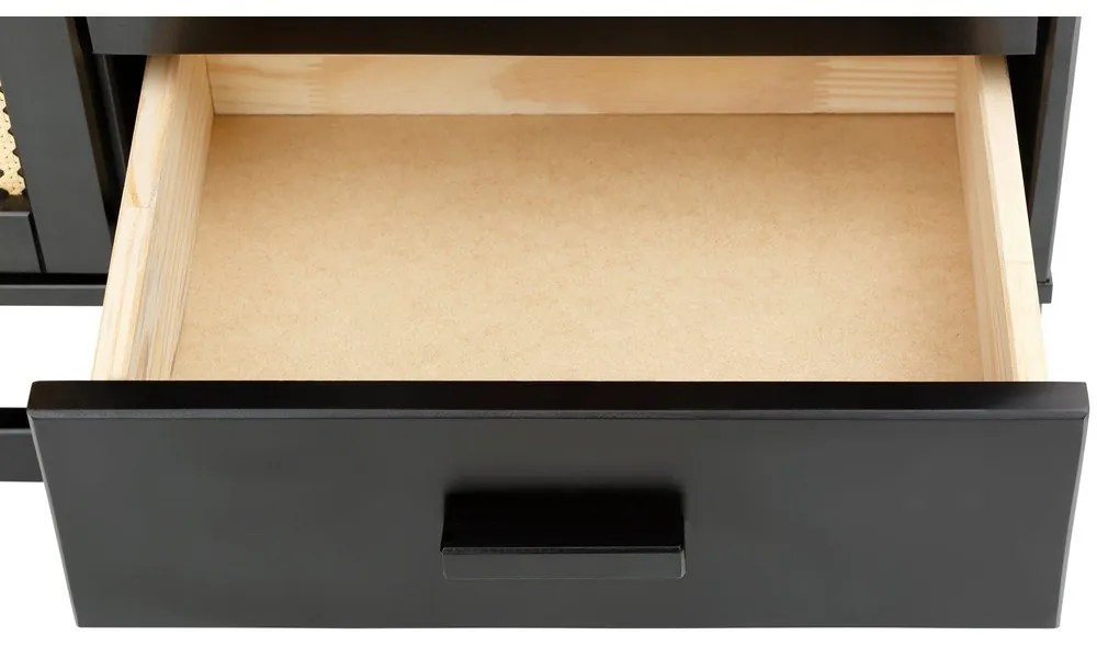 Чекмеджета от черен бор с ратанови вратички , ширина 90 см Jolene - Støraa