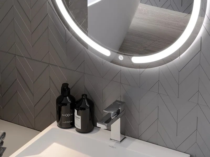 Mexen Rose LED осветлено кръгло банско огледало, 60 см, 6000K, против конденз