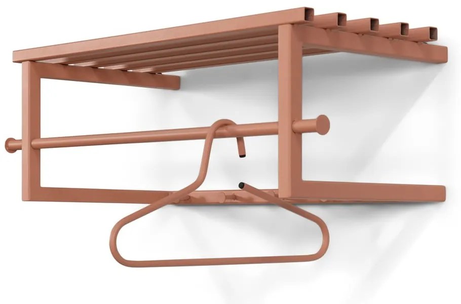 Метална стенна закачалка в цвят сьомга с рафт Marco - Spinder Design
