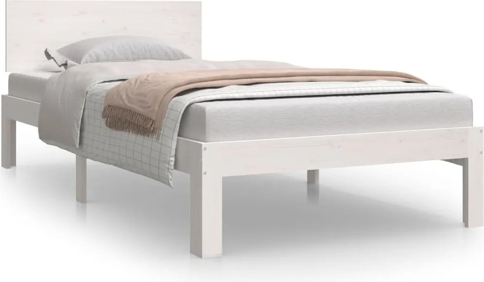 810461 vidaXL Рамка за легло, бяла, бор масив, 90x190 см, Single