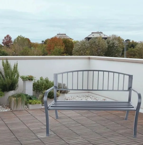 Градинска алуминиева пейка с облегалка 125 x 53 x 82 cm Черен