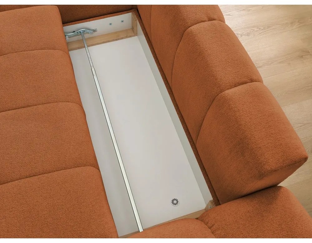 Теракотен шенилов сгъваем/с място за съхранение ъглов диван (ляв ъгъл) Everest – Bobochic Paris