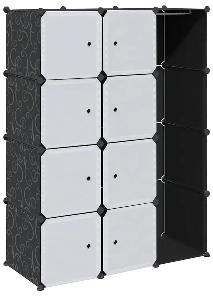 240497 vidaXL Модулен шкаф с 9 отделения, 109x36,5x143 см, черно и бяло