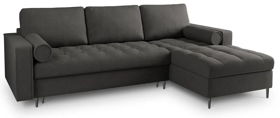 Тъмно сив ъглов разтегателен диван , десен ъгъл Santo - Milo Casa