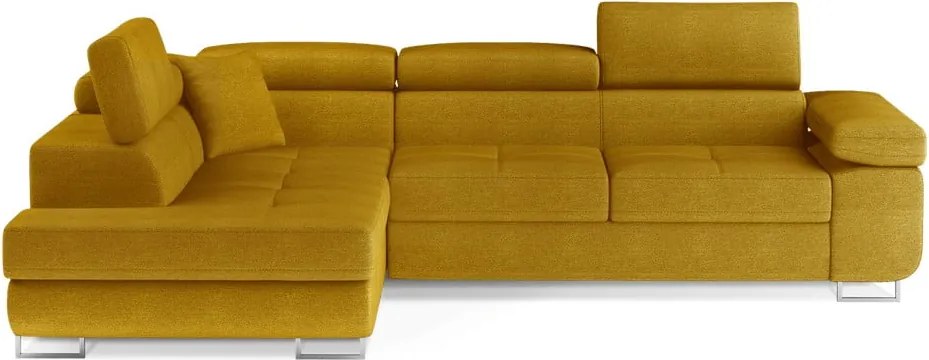 Жълт разтегателен ъглов диван с място за съхранение (ляв ъгъл L форма) Anton – ELTAP