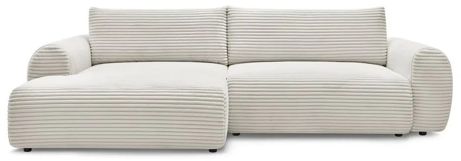 Кремав разтегателен ъглов диван от рипсено кадифе (ляв ъгъл) Lucien – Bobochic Paris