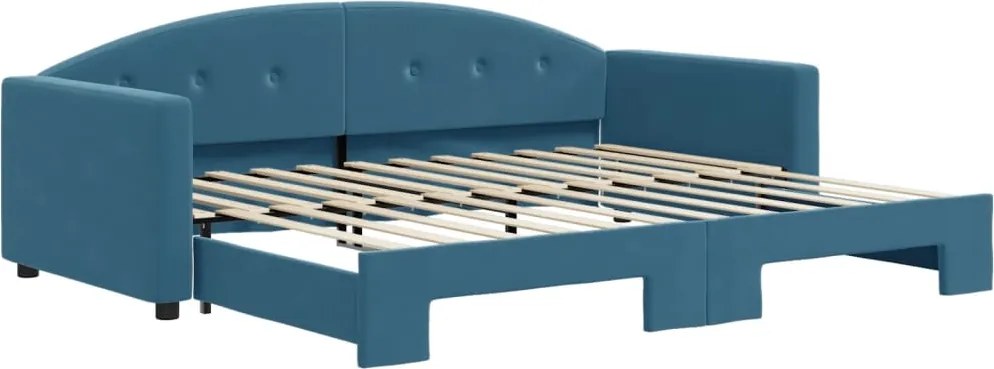 3197300 vidaXL Канапе с изтеглящо разтегателно легло синьо 90x200 см кадифе