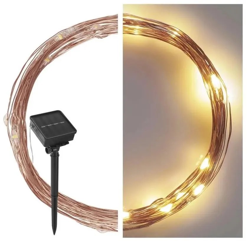 LED соларен гирлянд LED/2,4W/1,2V 1xAA 15 м IP44 3000K 600 mAh