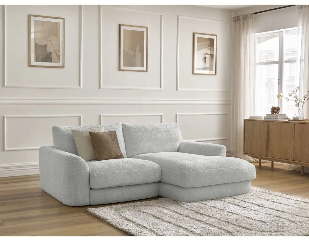 Светлосив шенилов ъглов диван (десен ъгъл) Leonore – Bobochic Paris