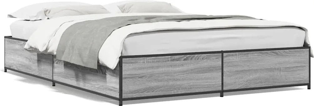 3279855 vidaXL Рамка за легло, сив сонома, 140x190 см, инженерно дърво и метал