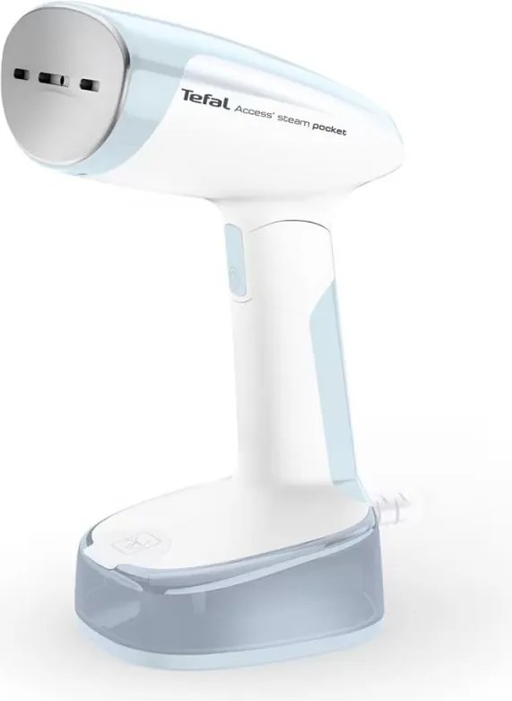 Уред за гладене с пара Tefal DT3041E1, 1300W, 0.12 л, 20 г/мин, Вертикално гладене, Керамична плоча, Сгъваем, Бял/син
