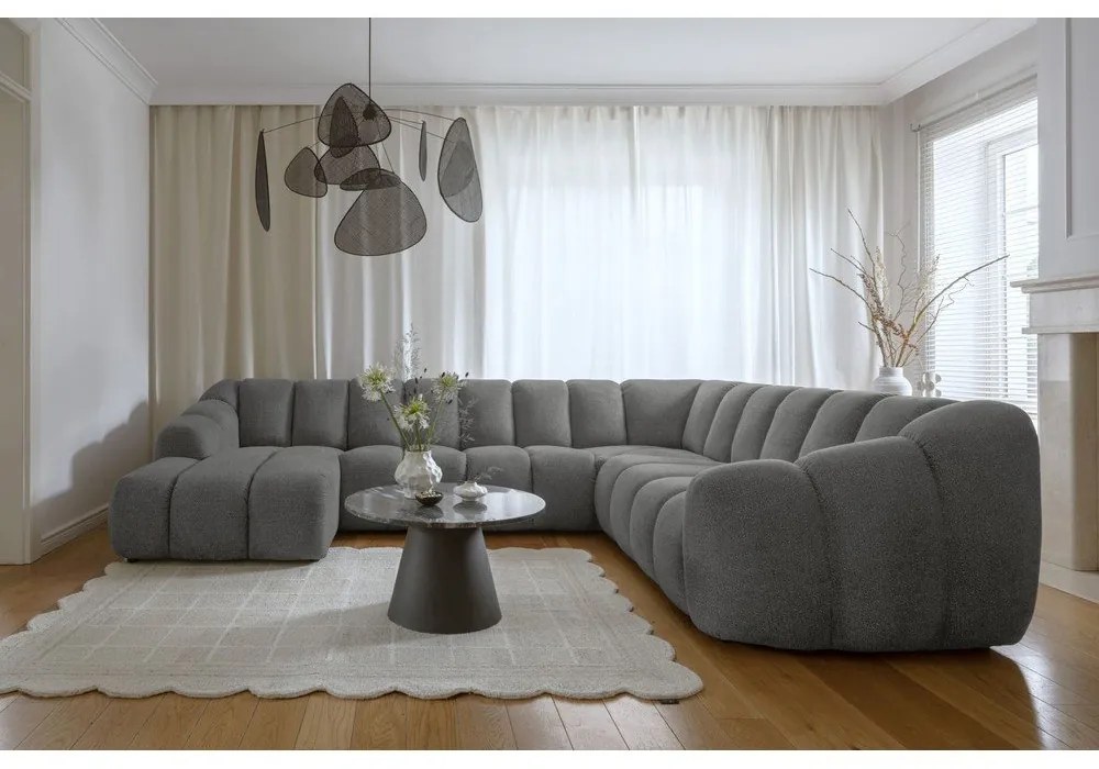 Сив ъглов диван (десен ъгъл/U форма) Shell – Miuform