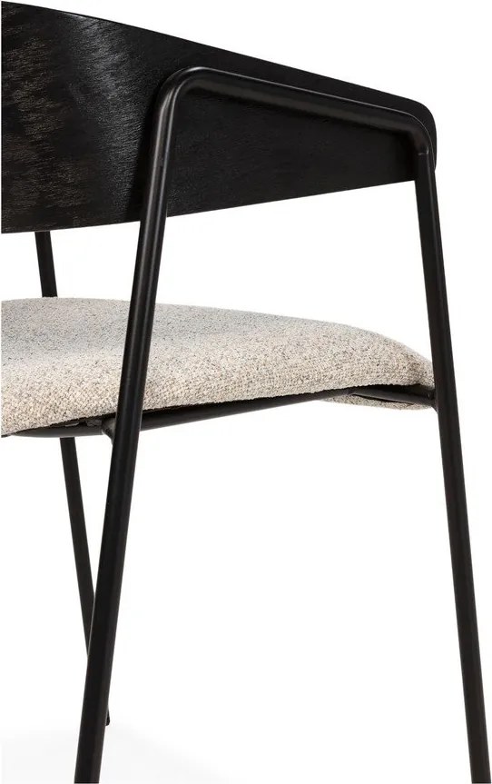 Черни/бежови тапицирани трапезни столове в комплект с подлакътници 2 бр. Cora – MOME