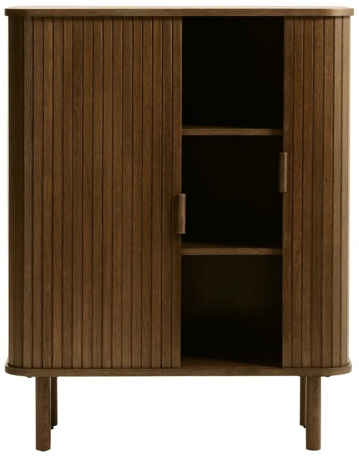 Кафяв шкаф в дъбов декор с плъзгащи се врати 113x90 cm Cavo - Unique Furniture