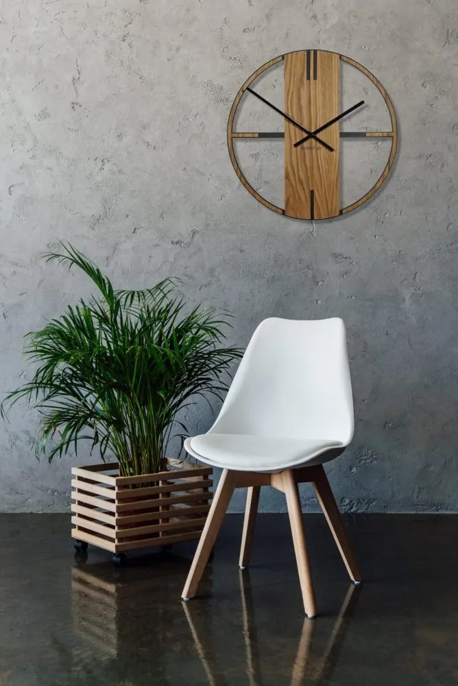 Дървен стенен часовник 50 см Уникален - дъб