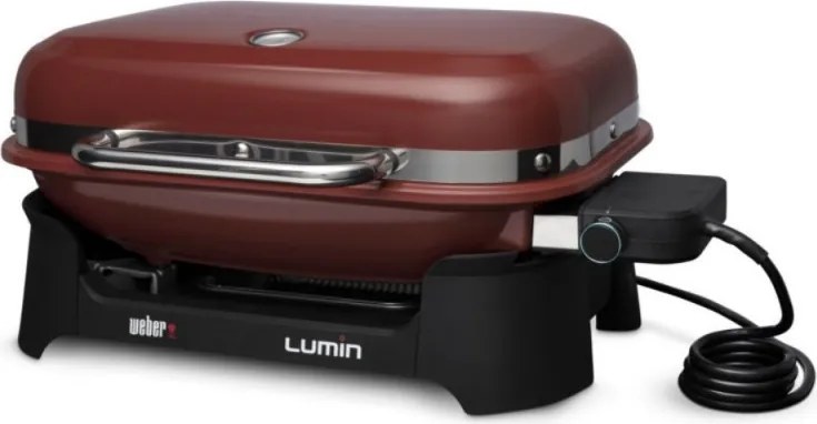 Електрическо барбекю Weber Lumin Compact WB91040979DL, 2200W, 315C MAX, Емайлирани с порцелан чугунени скари, Червен