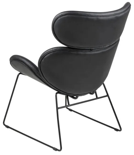 Черен фотьойл от изкуствена кожа с черни крака Cazar - Actona