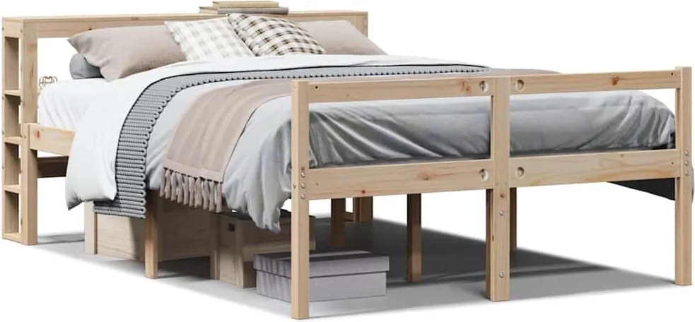 3305869 vidaXL Легло за възрастни с табла, 160x200 см, борово дърво масив
