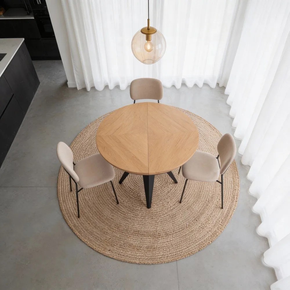 Кръгла сгъваема трапезна маса с допълнителна плоча с дъбов плот ø 120 cm Magnus – Windsor &amp; Co Sofas