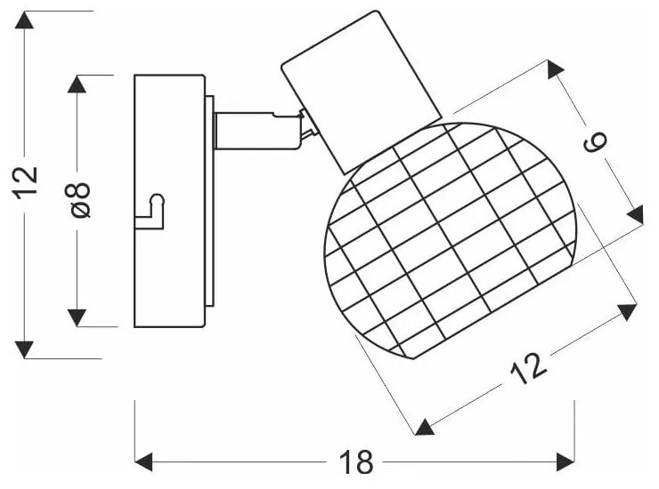 Черно-кремава стенна лампа ø 12 cm Tajga - Candellux Lighting