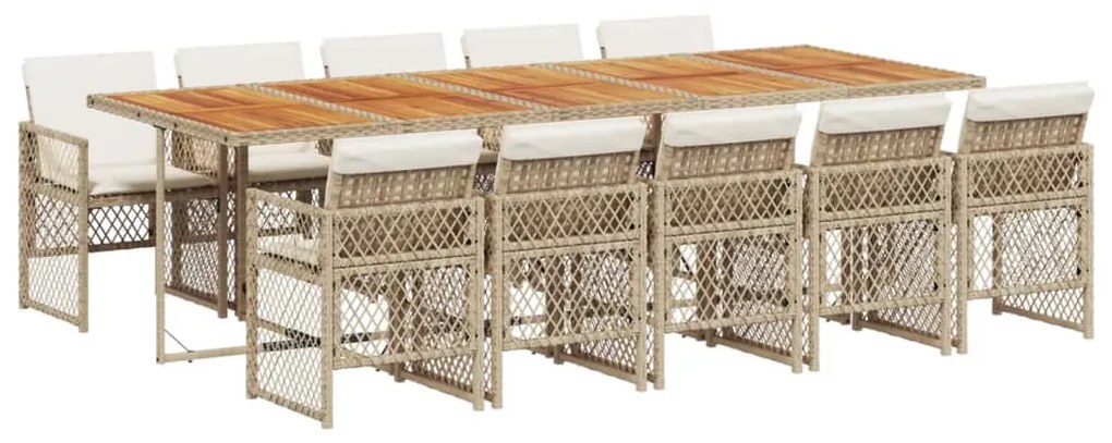 3210760 vidaXL Градински комплект с възглавници, 11 части, бежов полиратан