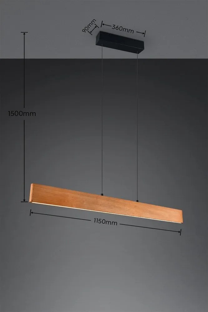 LED висящо осветително тяло в естествен цвят с дървен абажур Edgewood – Trio