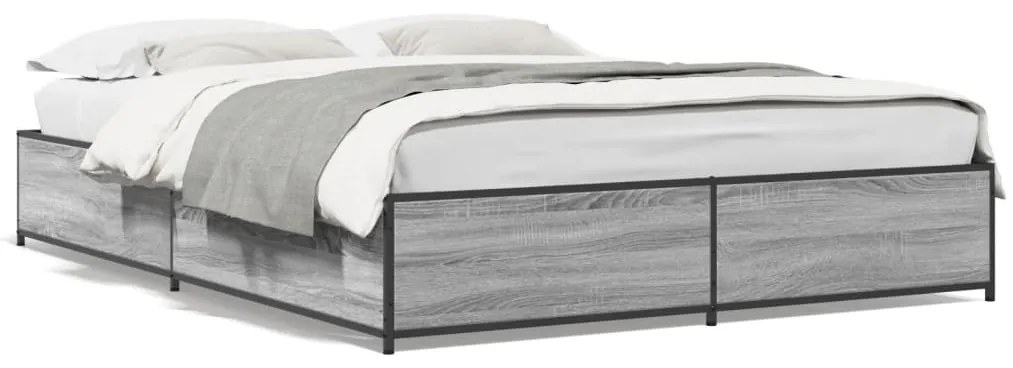 3279865 vidaXL Рамка за легло, сив сонома, 120x190 см, инженерно дърво и метал