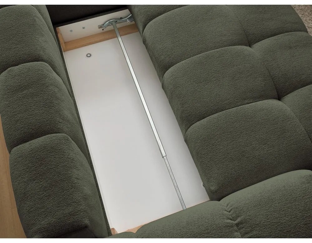 Зелен шенилов сгъваем/с място за съхранение ъглов диван (десен ъгъл/L форма) Everest – Bobochic Paris