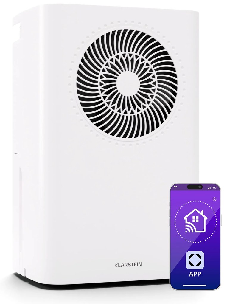 Klarstein CircleDry Smart 16 L влагоуловител, 16 л/ден, 290 W, 32 м², WiFi, таймер, филтър