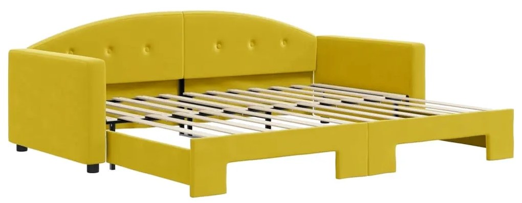 3197306 vidaXL Канапе с изтеглящо разтегателно легло жълто 90x200 см кадифе