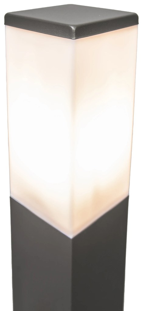 Модерна лампа за стълб за външен монтаж тъмно сива с опал 80 см IP44 - Malios
