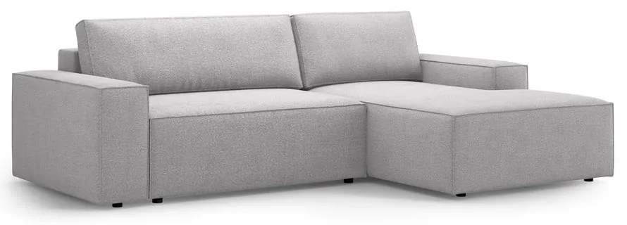 Светлосив разтегателен ъглов диван от букле (десен ъгъл) Jodie – Micadoni Home