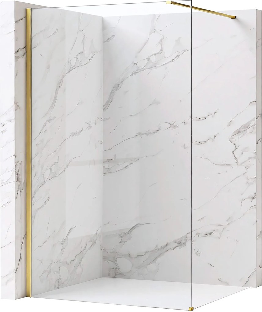 Параван за душ Rea Flexi Transparent / Brush Gold 90