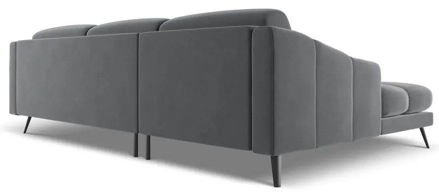 Сив кадифен ъглов диван (ляв ъгъл) Nalu – Makamii