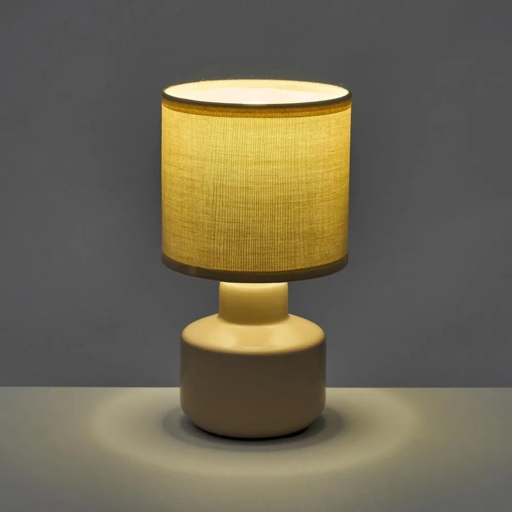Бежова керамична настолна лампа с текстилен абажур (височина 22 cm) - Casa Selección