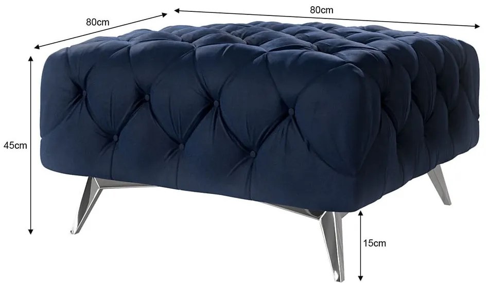 Тъмносиня кадифена табуретка Chelsea – Ropez