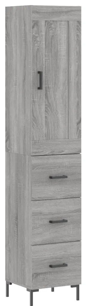 3200199 vidaXL Висок шкаф, сив сонома, 34,5x34x180 см, инженерно дърво