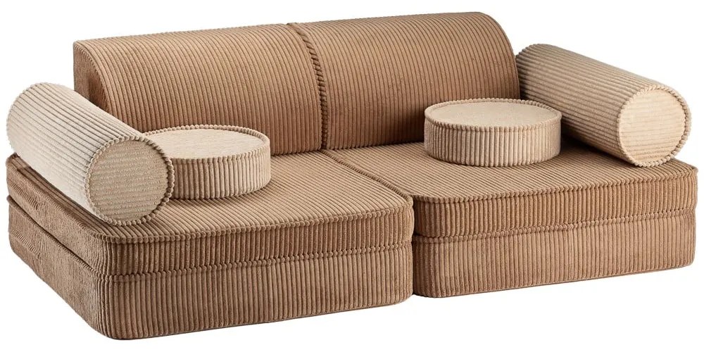 Кафяв детски диван от рипсено кадифе 132 cm Settee – Wigiwama
