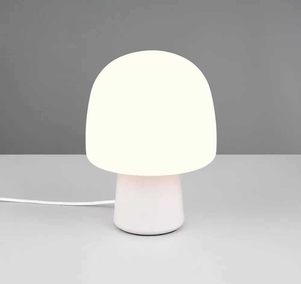 Бяла настолна лампа със стъклен абажур (височина 27 cm) Steen – Trio