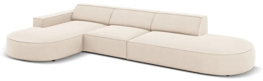 Ъглов диван от бежово кадифе (ляв ъгъл) Jodie - Micadoni Home