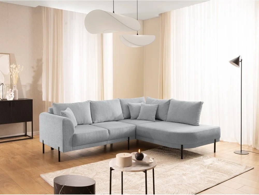 Светлосив шенилов ъглов диван (десен ъгъл/L форма) Mauris – Ropez