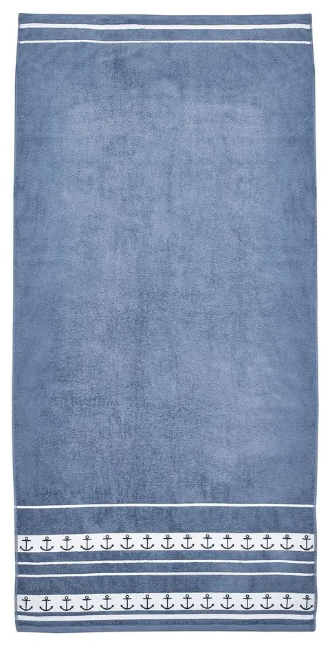 Синя памучна плажна кърпа 90x180 cm Anchors – Catherine Lansfield