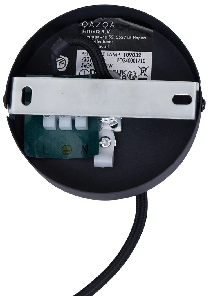 Дизайнерска висяща лампа черна с матирано стъкло 5 светлини - Vertical