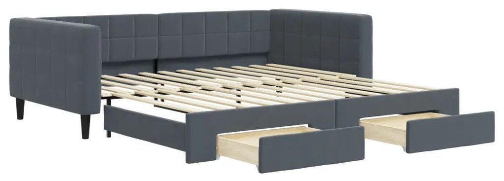 3196747 vidaXL Дневно легло с уширение и чекмеджета, без матрак, 100x200 см