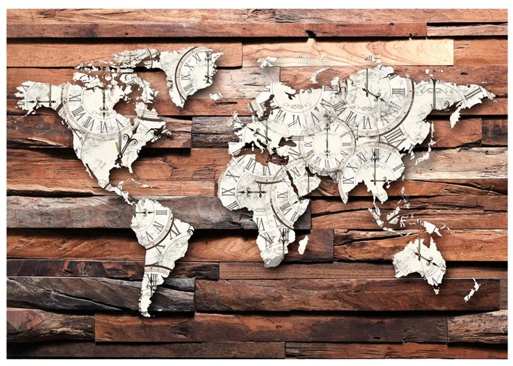 тапети - Map On Wood 100x70