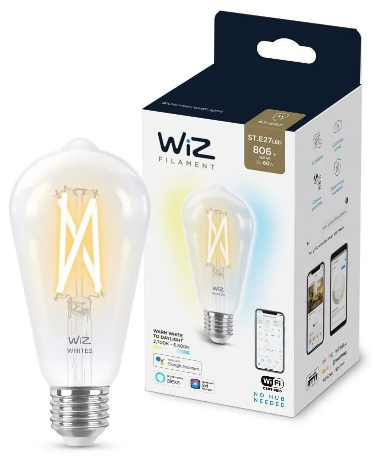 LED Димируема крушка ST64 E27/6,7W/230V 2700-6500K CRI 90 Wi-Fi - WiZ