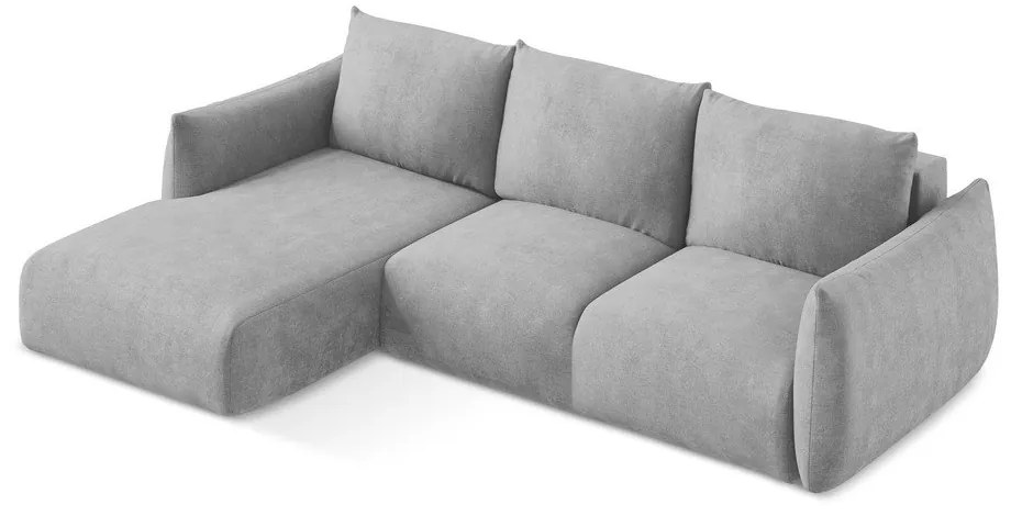Светлосив шенилов сгъваем ъглов диван (ляв ъгъл) Leila – Makamii