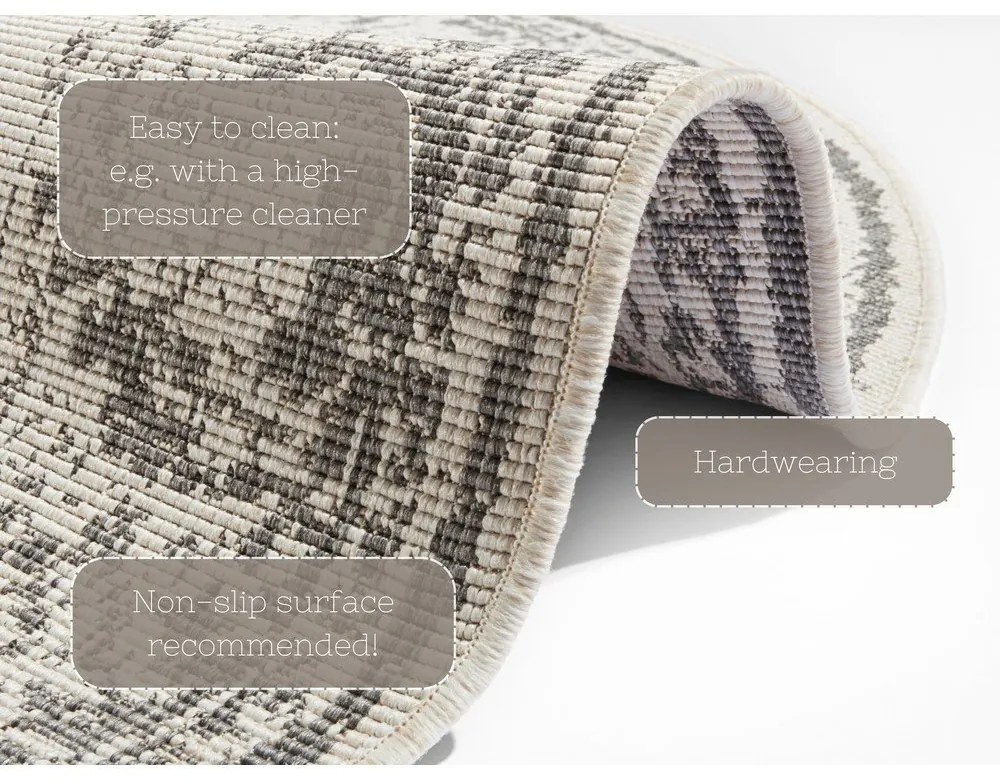 Сив и кремав килим за открито, ø 200 cm Borbon - NORTHRUGS