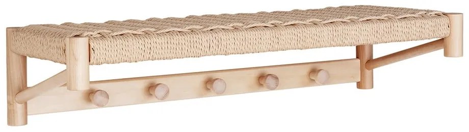 Стенна закачалка от тополова дървесина в естествен цвят с рафт Abano - House Nordic